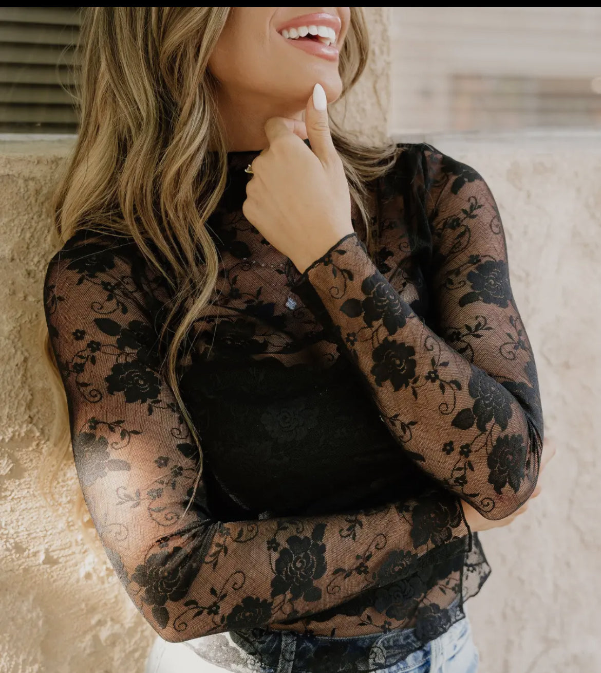 Black sheer mesh top