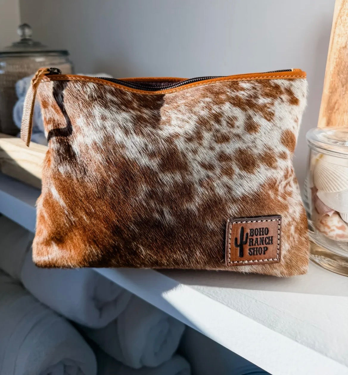 Genuine Hair-On Cowhide Cosmetic Bag