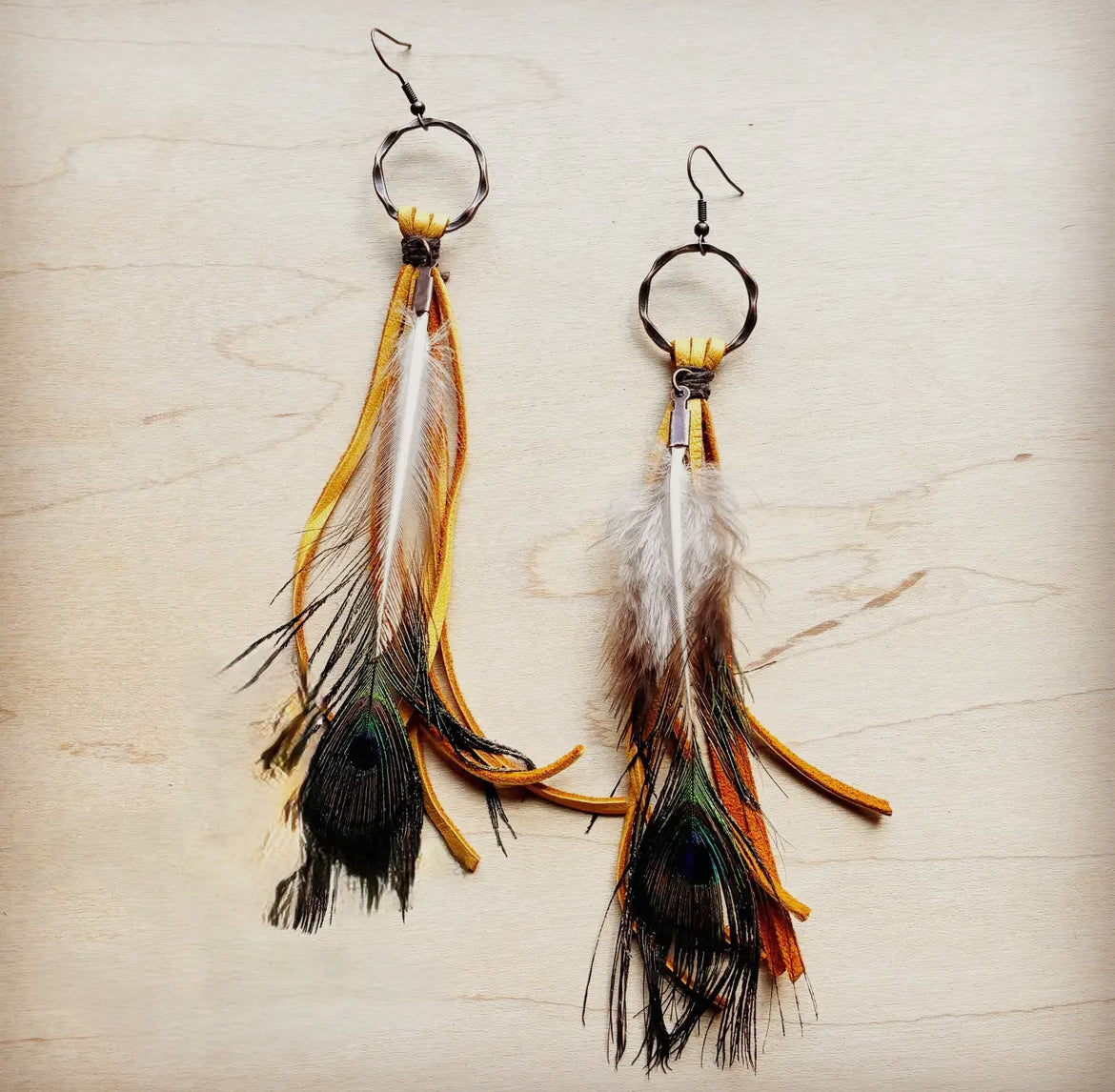 Leather & Feather Tassel Earring