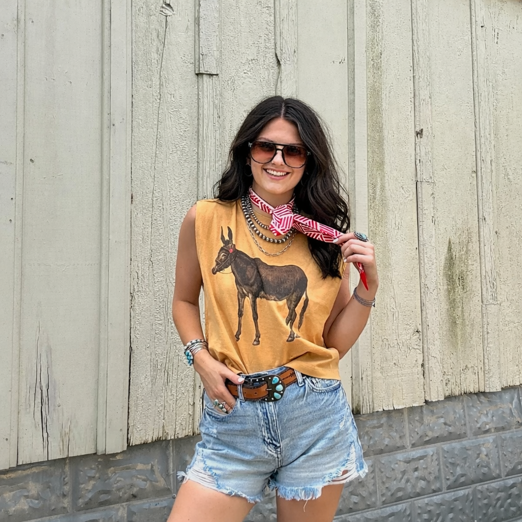 Vintage Donkey American Apparel Cropped Sleeveless Tee