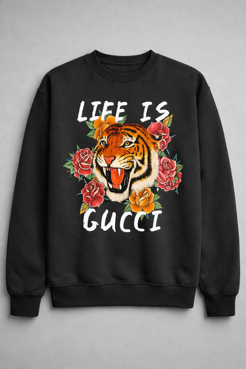 Life Is Gucci Tiger Crewneck Pullover