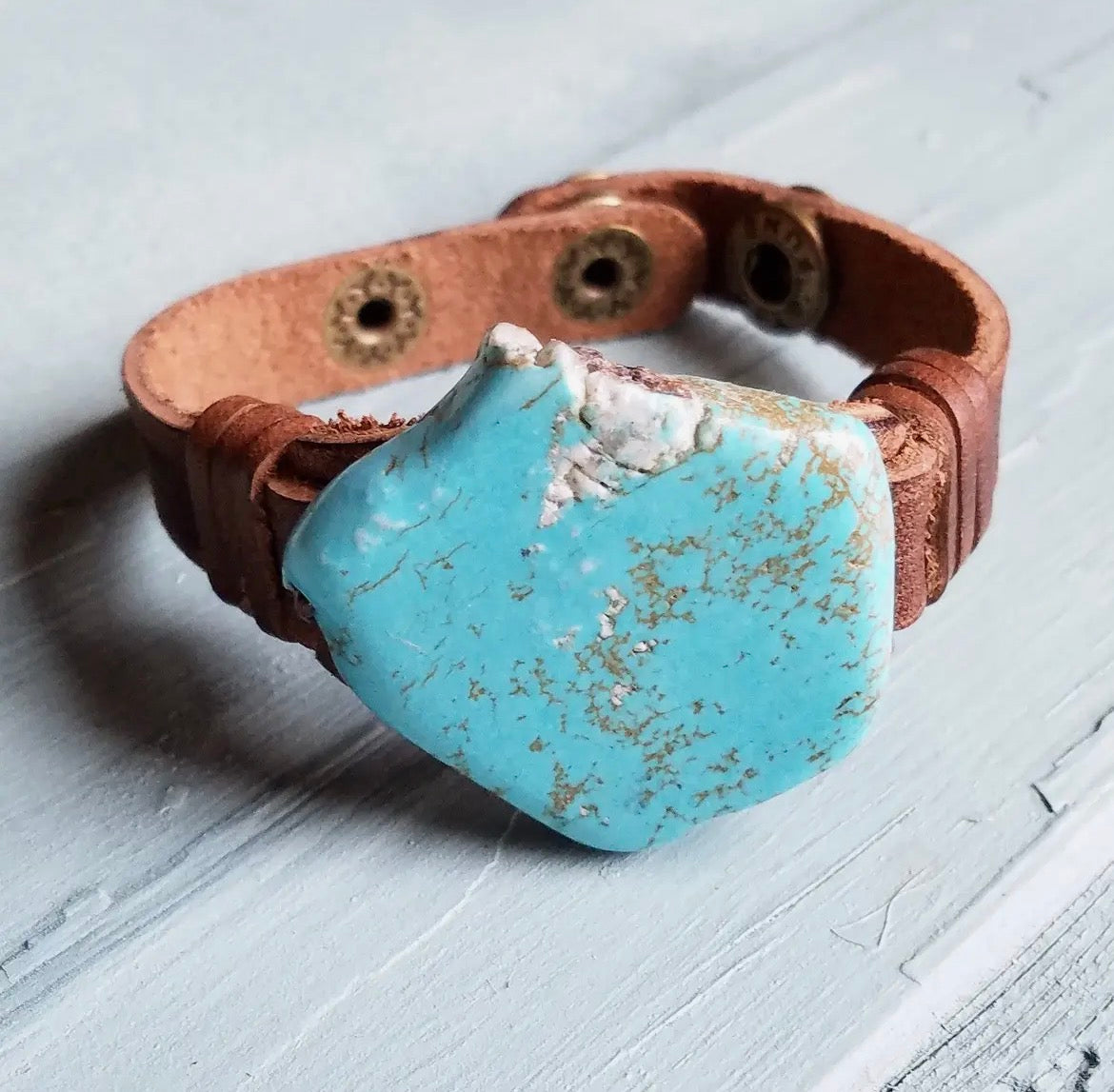 Turquoise Canyon Leather Cuff Bracelet