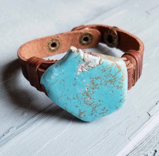 Turquoise Canyon Leather Cuff Bracelet