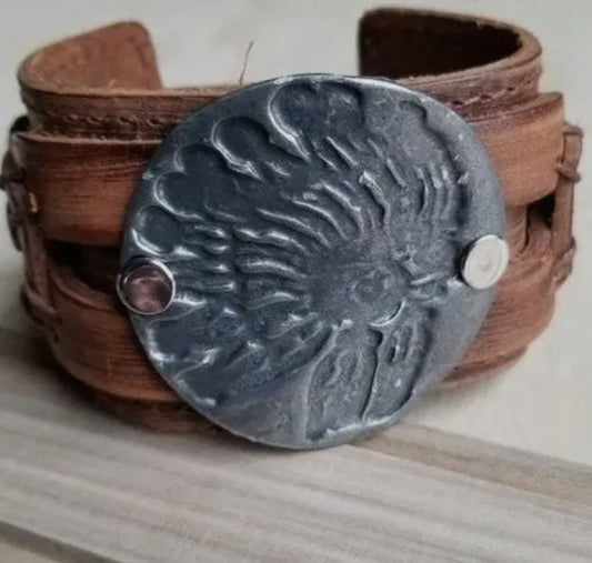 Molten Metal & Leather Cuff