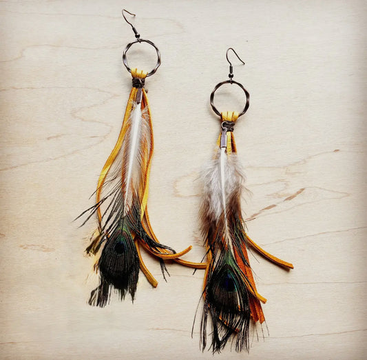 Leather & Feather Tassel Earring