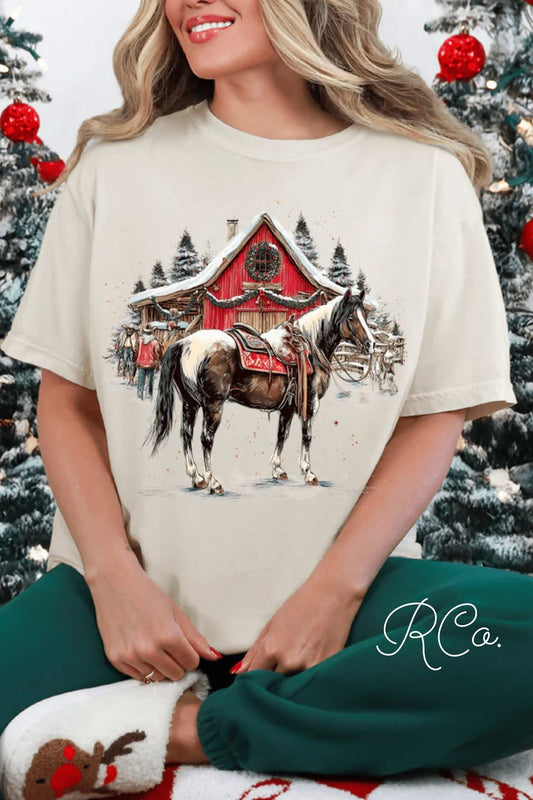 Vintage Graphic Christmas Horse